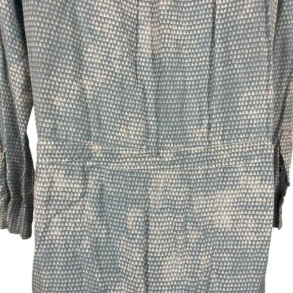 Lou & Grey Womens Blue Button Down Drawstring Waist Roll Tab Sleeve Dress Small - Picture 12 of 14
